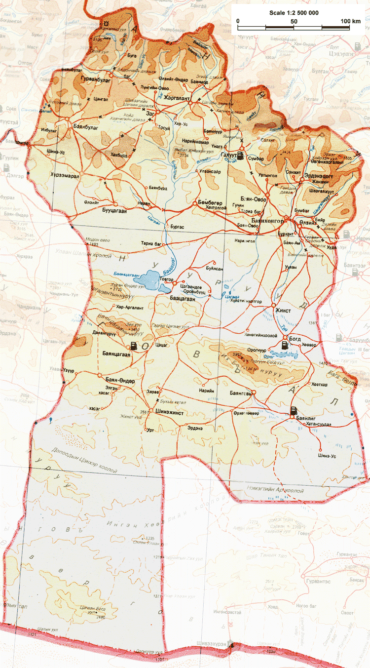 Mapa de Bayankhongor