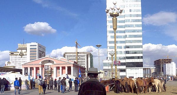 Manifestación en la plaza de Sukhbaatar